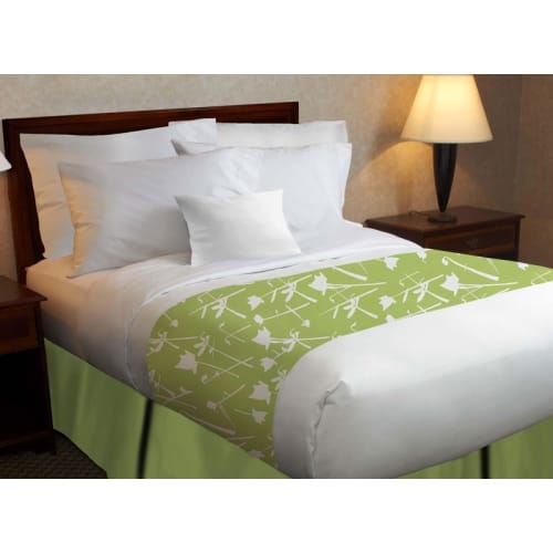 Beyond Impression Poly Decorative Top Sheet, Green Floral Print, Queen 96x120 CS, White